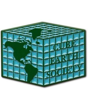 Make Heads Turn Enamel Pin Cube Earth Society - Green