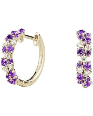 Juvetti Starry Sapphire & Diamond Cluster Huggie Hoop Earrings - Metallic