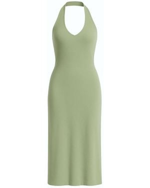 Monlicia Orion Halter Cotton Midi Dress – Dusty - Green
