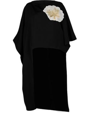 Laines London Laines Couture Asymmetric Blouse Cape With Cream & Seashell - Black
