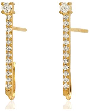 Artisan 18k Yellow Gold With Diamond Stud Earrings - Metallic