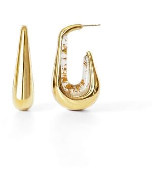 Gold & Honey Drop Hoop Earrings - Metallic