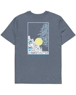 Anchor and Crew Heather Santorini Landmark Organic Cotton T-Shirt - Blue