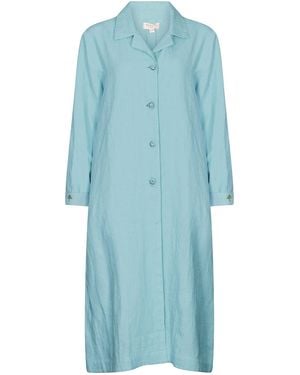 NoLoGo-chic Embroidered Gertrude Coat Dress Linen - Blue