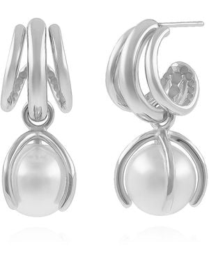 Cote Cache Griffin Pearl Claw Earrings - Metallic