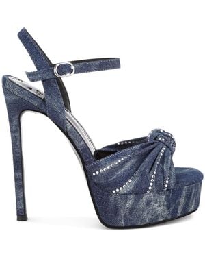 Rag & Co Margala Knotted Rhinestone Embellished Sandals - Blue