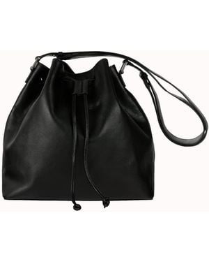 Time Resistance Leather Bucket Bag For - Black