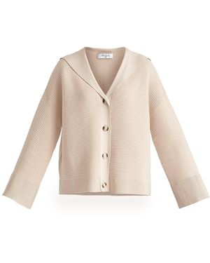 Paisie Neutrals Sailor Collar Ribbed Cardigan - Natural