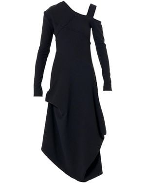 Metamorph Asymmetric Dress With Shoulder Cutout - Black
