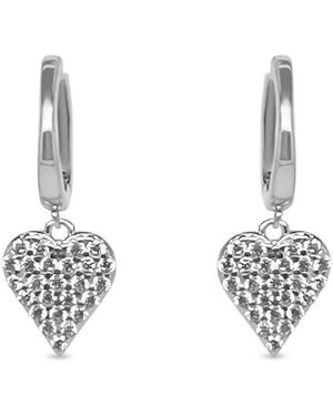 Clemence Wren Sparkly Heart Charm Hoop Earrings - Metallic
