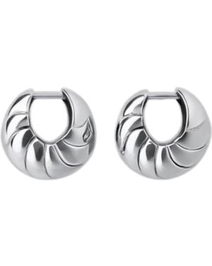 Gutta Design Bombé Earring Rhodium Plated - White