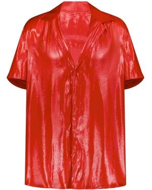 Úchè Satin Short Sleeve Shirt - Red