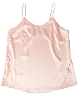 Soft Strokes Silk Pure Mulberry Silk Petal Camisole, V Neck Spaghetti Strap Silk Charmeuse - Pink