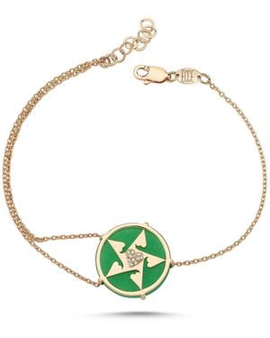 Ecce | Artisan Diamonds 14K Solid Happy Star Heart Diamond Bracelet - Metallic