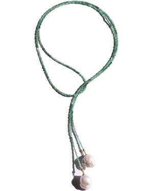 The Link Between Aurora Baroque Drop Emerald Open Ended Necklace Lariat - Black