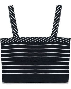 Peraluna Florence Wide-Strapped Knit Crop Top - Blue