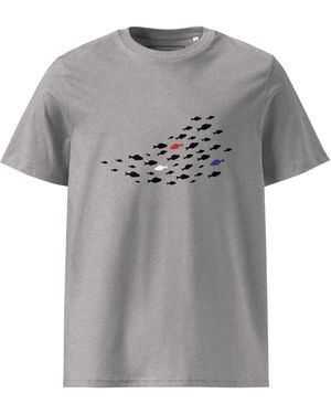 Anchor and Crew Heather Fish Where's William Going? Organic Cotton T-Shirt - Gray