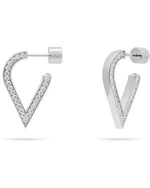 Meulien Stylized Waterdrop Drop Earrings With Pave Cz - Metallic