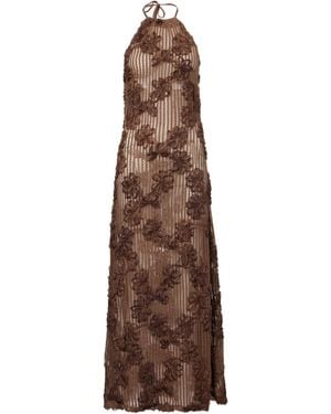 Amy Lynn Cici Floral Crochet Maxi Dress - Brown