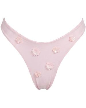 Ettie Embellished High Leg Bikini Bottoms - Pink