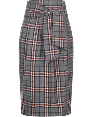 Marianna Déri Plaid Print Wool Skirt - Grey