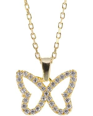 Ebru Jewelry Sparkly Butterfly Necklace - Metallic