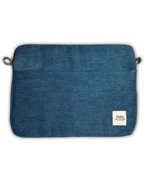 Park + Coop Upcycled Denim Laptop Case - Blue