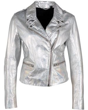 Mauritius Metallic Leather Jacket Adeni - Grey
