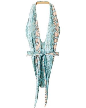 Siren Swimwear Siren Katarina Reversible Halter Snake One Piece - Blue