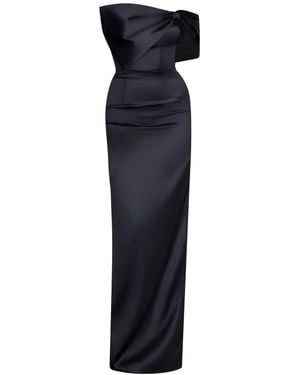 Moda Glam Grace Strapless Statement Bow Gown - Blue
