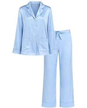 Reve Sleepwear Classic Silk Pyjama Set - Blue
