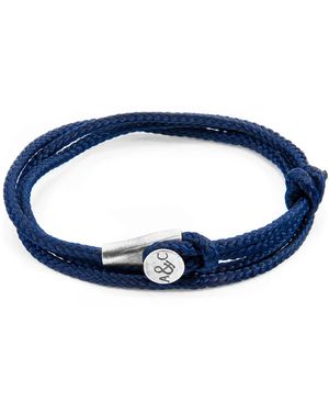 Anchor and Crew Navy Blue Dundee Silver & Rope Bracelet