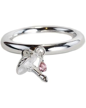 NASI SILVER Wobbling Shroom Dangling Ring- Tourmaline - White