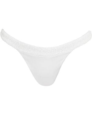 Self-Adore Zenya Hand-Beaded Embellished Bikini Bottom - White