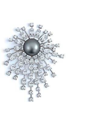 Ninemoo Nacre Noire Starburst Pearl Brooch - Blue