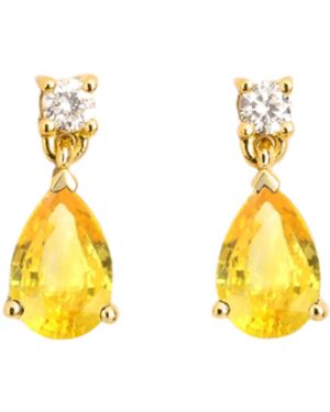 Juvetti Pisa Earrings Set With Sapphire & Diamond - Yellow