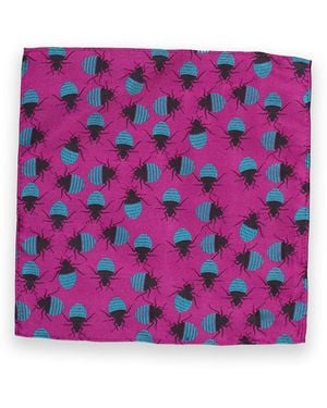 Gresham Blake Fuchsia & Bed Bugs Silk Pocket Square - Purple