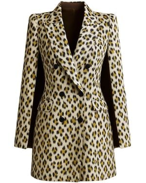 Richa Sharma Tailored Leopard Print Blazer Dress - Natural