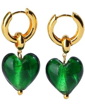 Classicharms Esmée Glaze Heart Dangle Earrings - Green