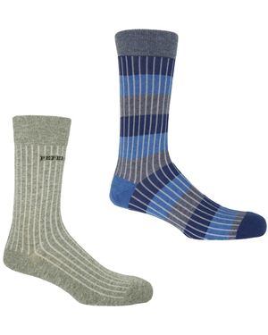 Peper Harow - Made in England Chord & Recycled Ribbed Socks Bundle - Blue