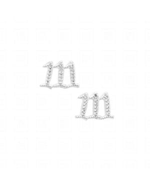 Seven Saints One One One Angel Number Manifestation Stud Earrings, Rhodium - White