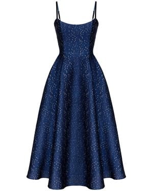 POST MERIDIEM Jacquard Flecks Bustier Dress - Blue