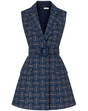 Richa Sharma Sleeveless Blazer Dress With Belt - Blue