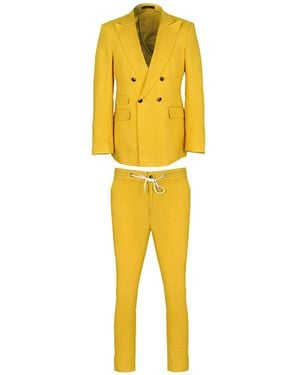 DAVID WEJ Hugo Linen Double Breasted Suit - Yellow