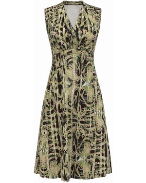 Conquista Artistic Wrap-Front Midi Dress With Abstract Print - Green
