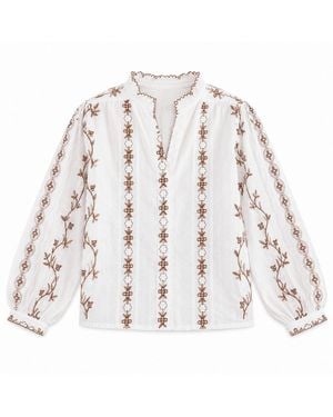 LAtelier London Embroidered Blouse With Floral Details - White