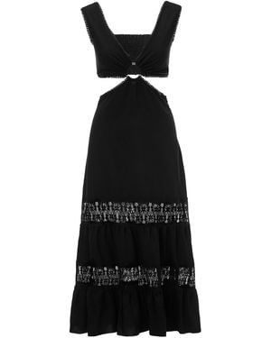 Nissa Lace Detail Viscose Dress - Black