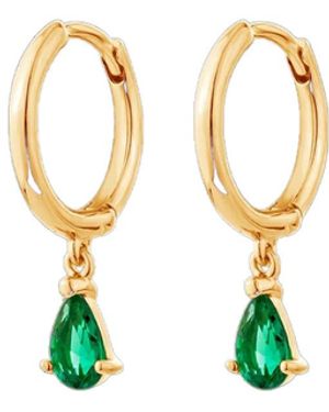 SALLY SKOUFIS Pure Drop Alchemy Huggie Earrings With Made Emeralds - White