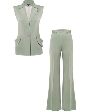 Tia Dorraine Tailored Fit Suiting Vest & Trousers Set - Green
