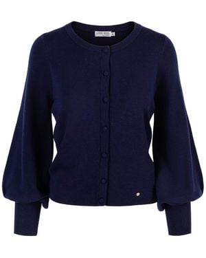 tirillm Ava Cashmere Cardigan With Puffed Sleeves - Blue